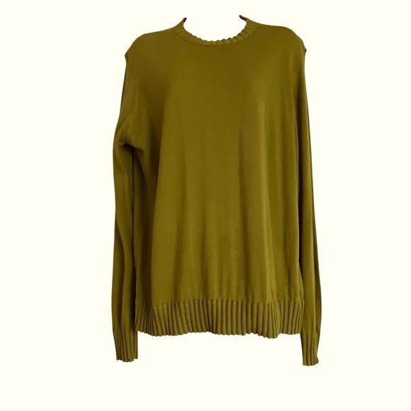WORTH New York Olive Green Top Sweater Classic Basic Light Long Sleeve XL Ribbed - Picture 1 of 15